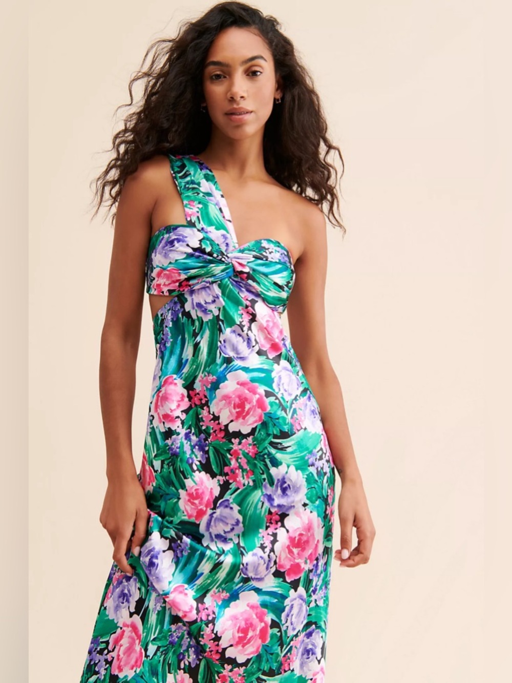 Audette One Shoulder Vintage Floral Dress (New with tags)
